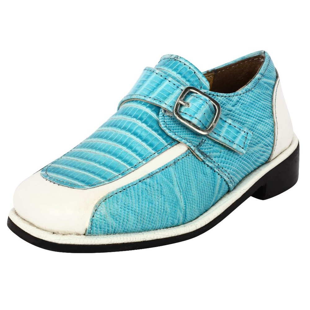 LIBERTYZENO Kid's TURQUISE LIZARD  Kid's Leather Oxford Style Dress Shoes